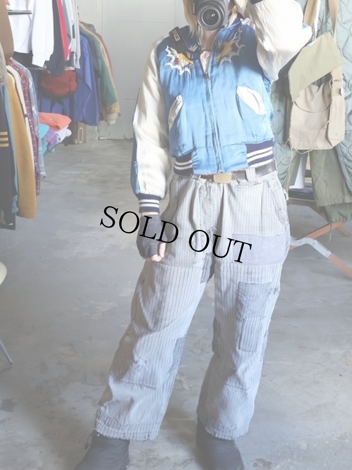 画像5: 70's "Japan" 鷹刺繍 サテンスカジャン KIDS SIZE LL (5)