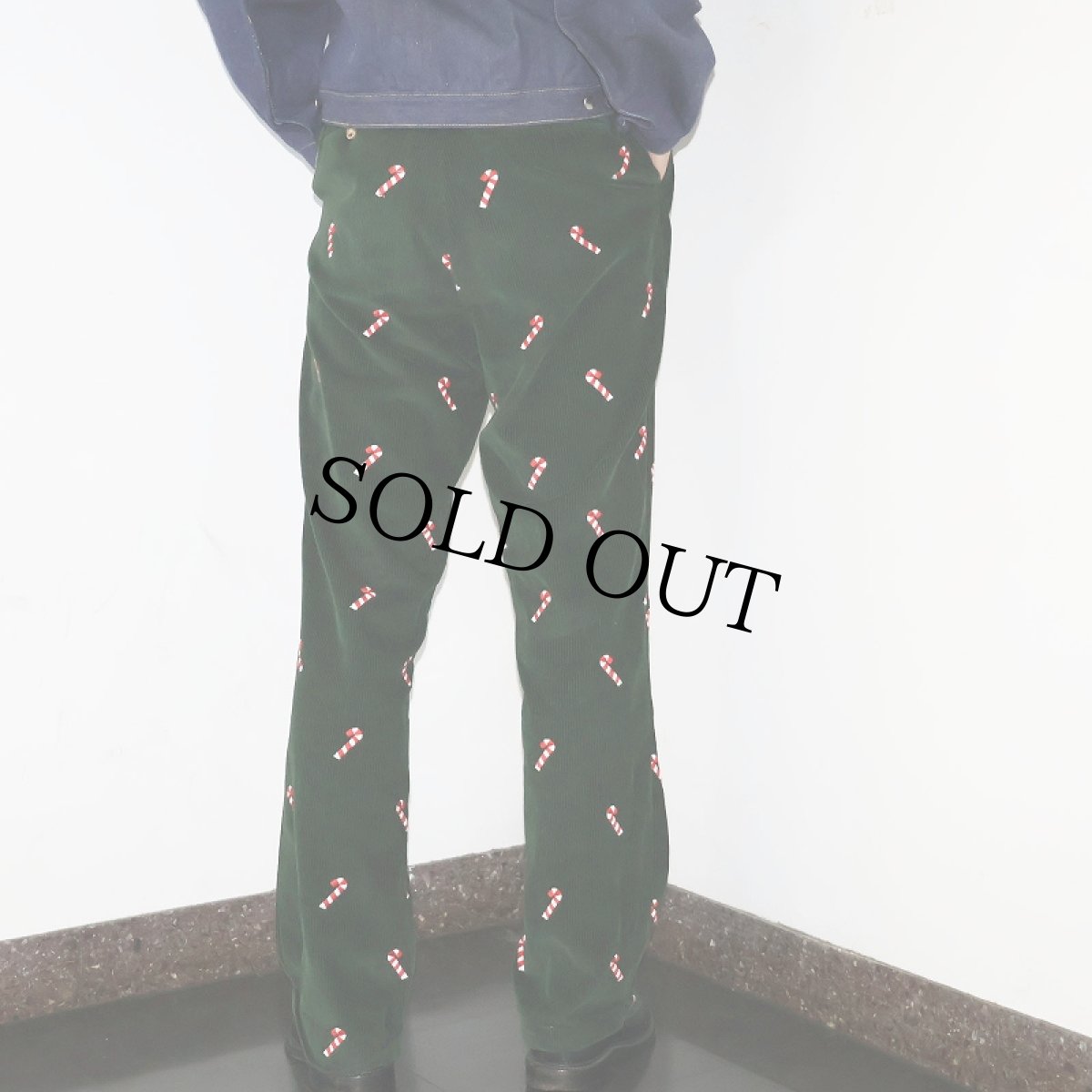 画像5: ORVIS キャンディー柄刺繍 コーデュロイパンツ GREEN W35 (5)