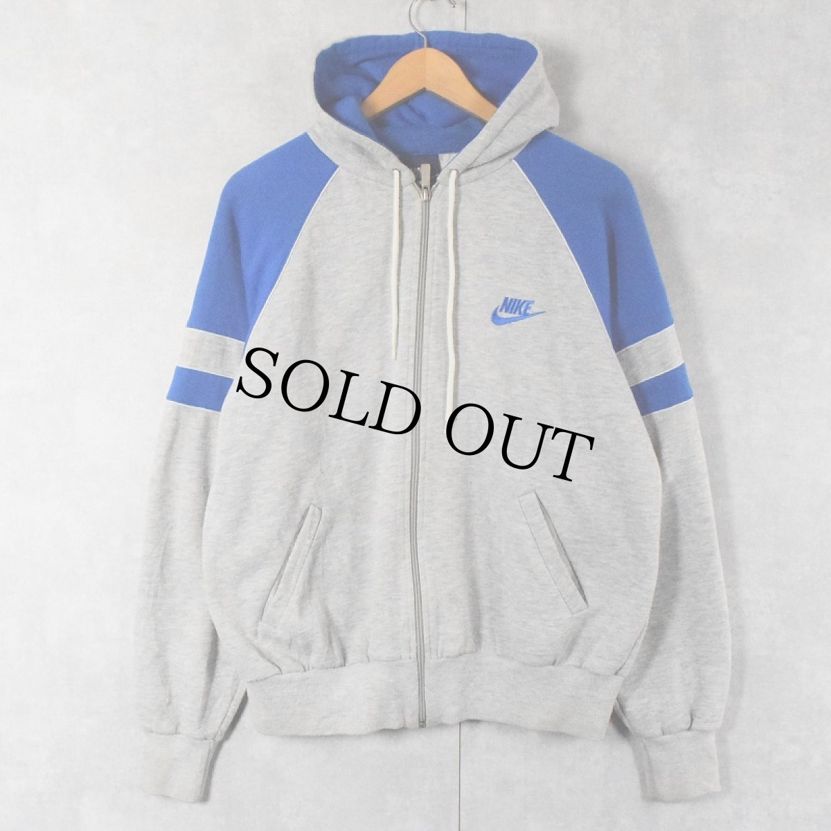 画像3: 【SALE】 80's NIKE 紺タグ ロゴ刺繍 スウェットジップパーカー L (3)