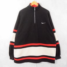 画像1: 90〜2000's NIKE ロゴ刺繍 ハーフジップ フリースジャケット (1)