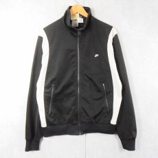 画像1: 90's NIKE 銀タグ ロゴ刺繍 トラックジャケット BLACK L (1)