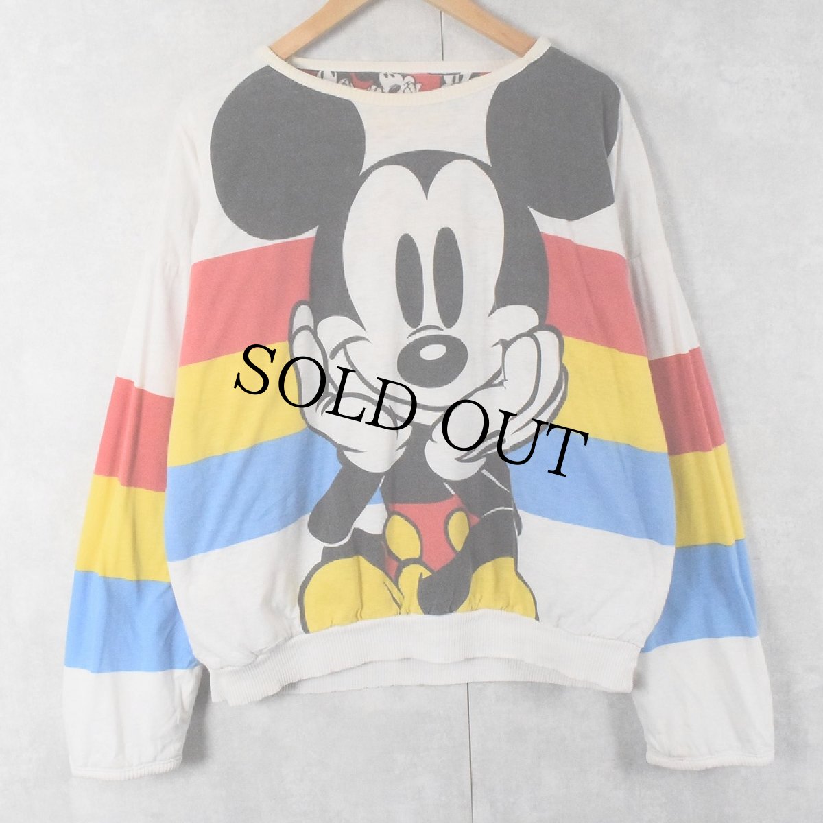 画像2: 90's 青パンミッキー 中綿入り リバーシブルスウェット (2)