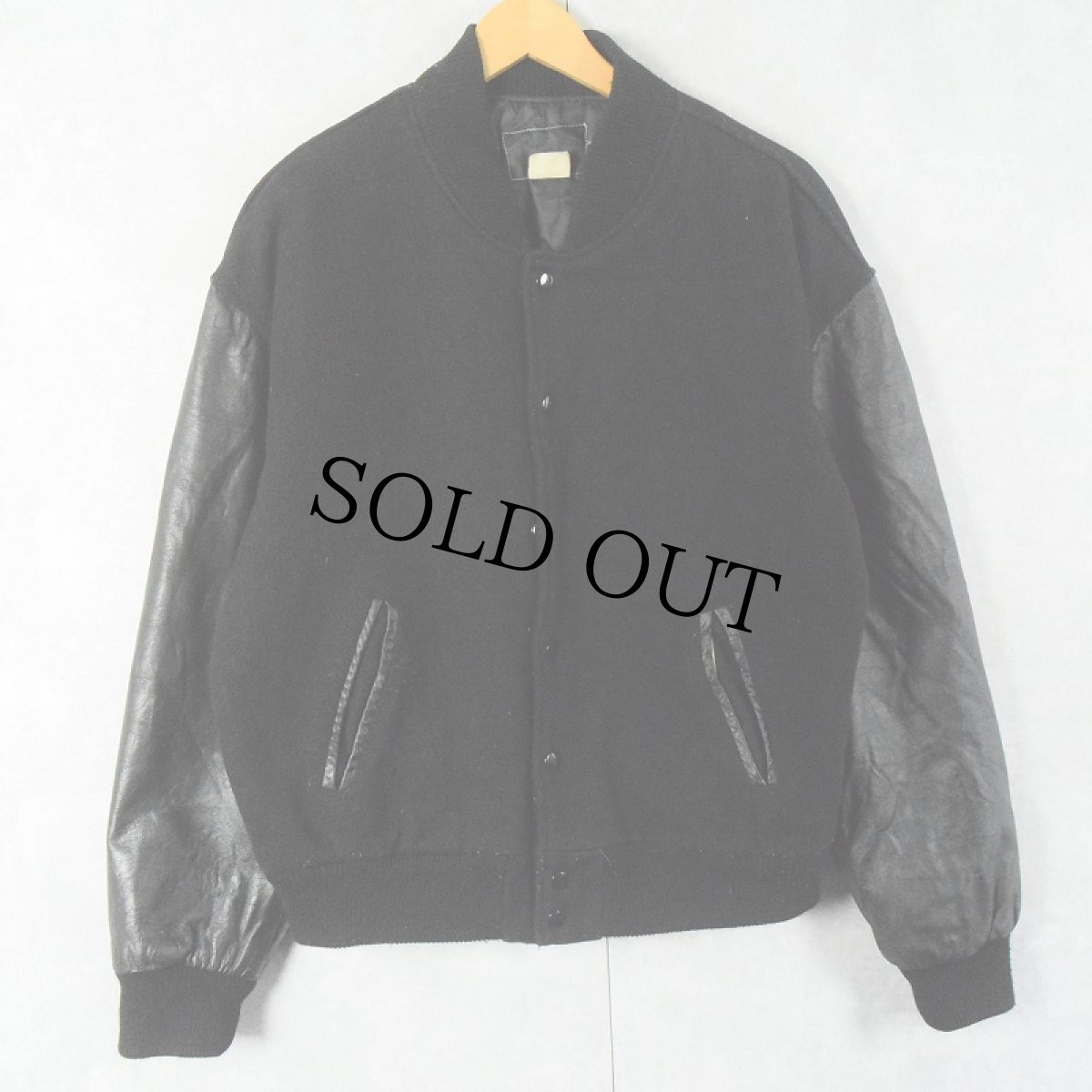 画像2: 70〜80's Elvis Presley USA製 "Heartbreak Hotel" レザー×メルトンウールスタジャン BLACK L (2)