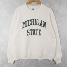 画像1: 80's RUSSELL ATHLETIC USA製 "MICHIGAN STATE" 前V プリントスウェット XL (1)