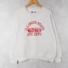 画像1: 90's RUSSELL ATHLETIC USA製 HIGH COTTON "ILLINOIS STATE ATH. DEPT." 前V プリントスウェット L (1)
