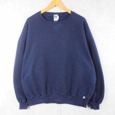 画像1: 90's RUSSELL ATHLETIC USA製 前V 無地スウェット NAVY XXL (1)