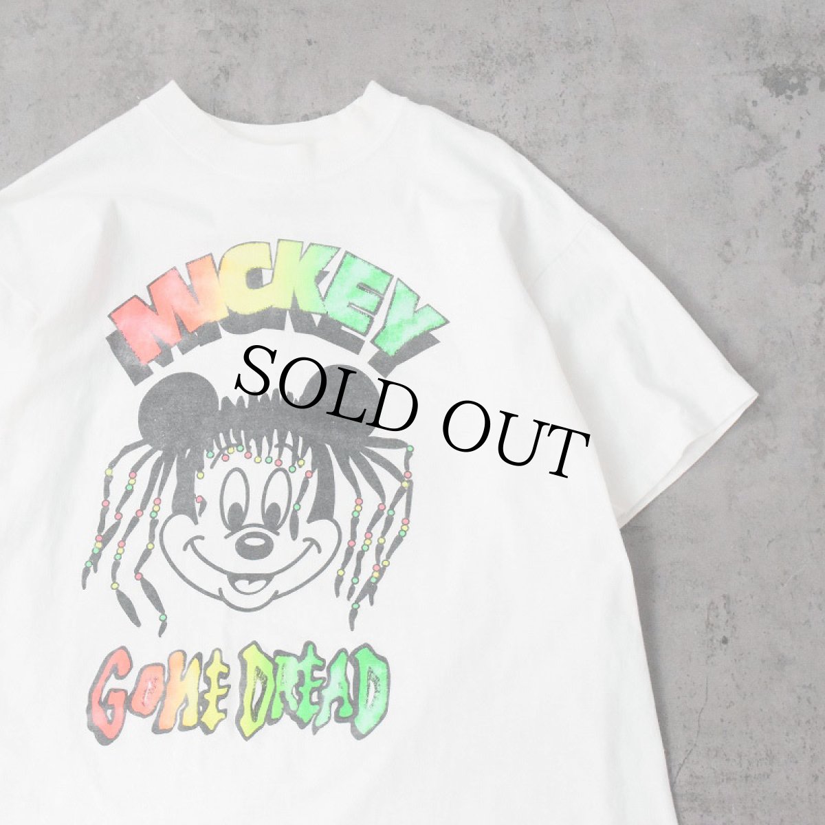 画像1: 90's "MICKEY GONE DREAD" キャラクター パロディプリントTシャツ (1)
