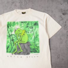 画像1: 90's Kermit USA製 "Think green" キャラクター パロディプリントTシャツ XL (1)