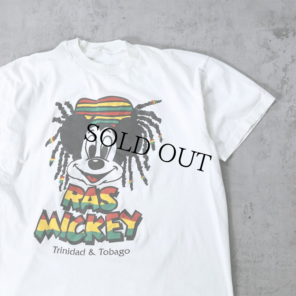 画像1: 80〜90's "RAS MICKEY" キャラクターパロディ プリントTシャツ XL (1)