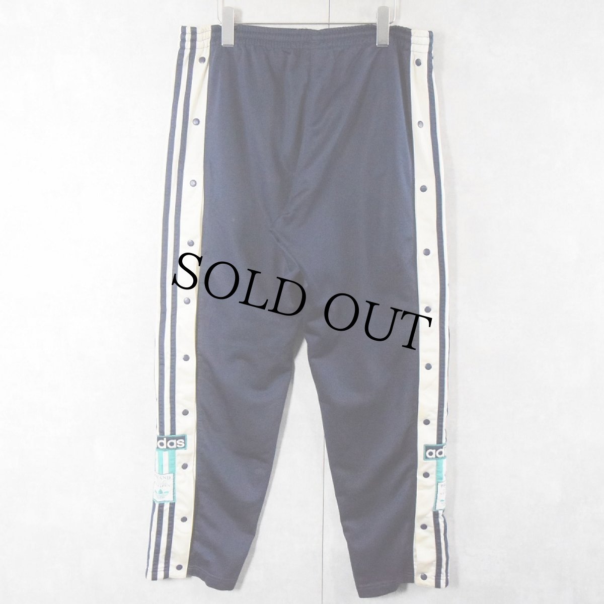 画像2: 80's adidas ライン×ロゴ刺繍 サイドスナップ トラックパンツ NAVY M (2)