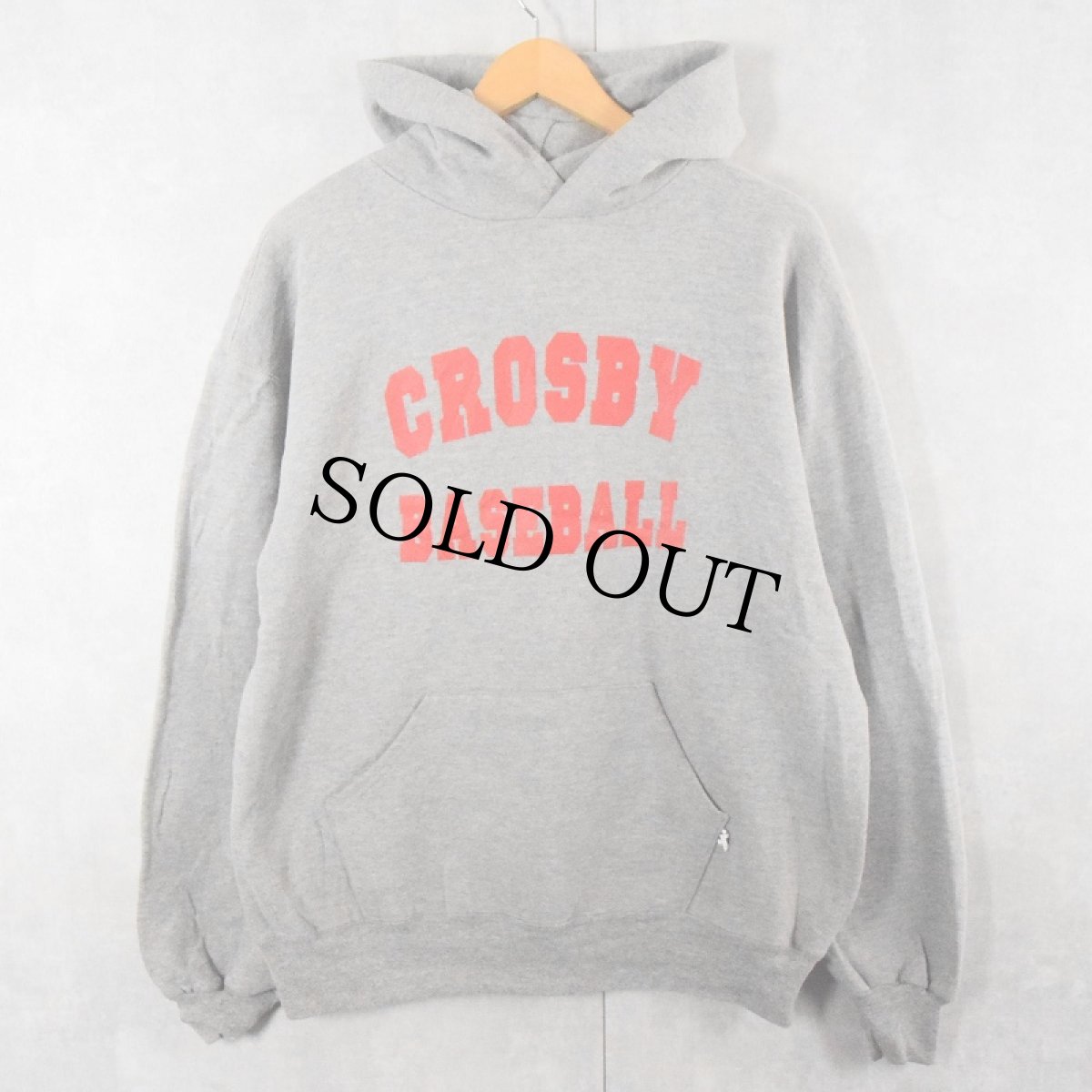 画像1: 90's RUSSELL ATHLETIC USA製 "CROSBY BASEBALL" プリントスウェットフーディー XL (1)