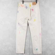 画像2: 80's Levi's 内股シングル ペンキペイント ホワイトデニムパンツ W31 (2)