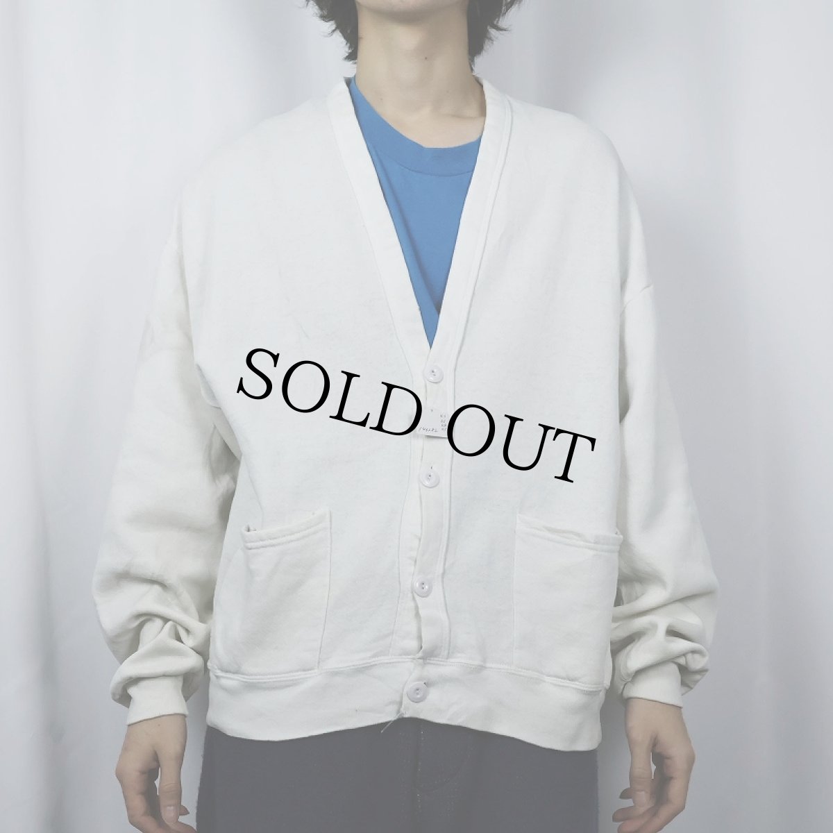 画像2: 90's JERZEES USA製 無地 スウェットカーディガン ONESIZE (2)