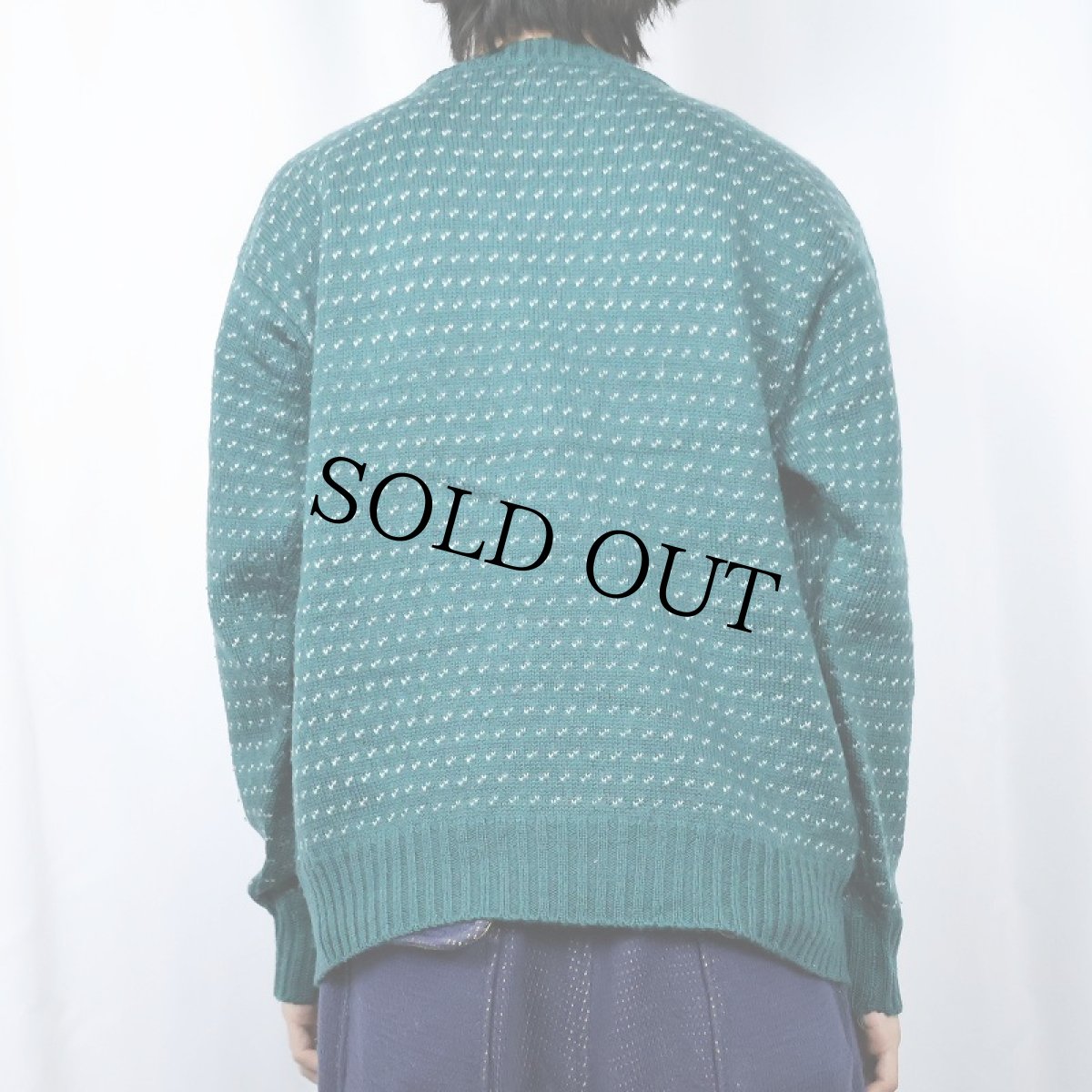 画像3: 80〜90's Eddie Bauer バーズアイ柄 ウールニットセーター M (3)