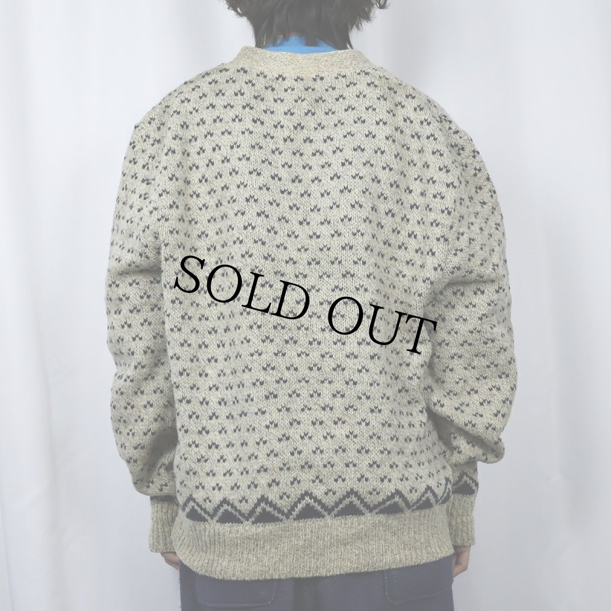 画像3: 90's ROYAL NORTH MILLS OUTFITTERS バーズアイ柄 ニットカーディガン (3)