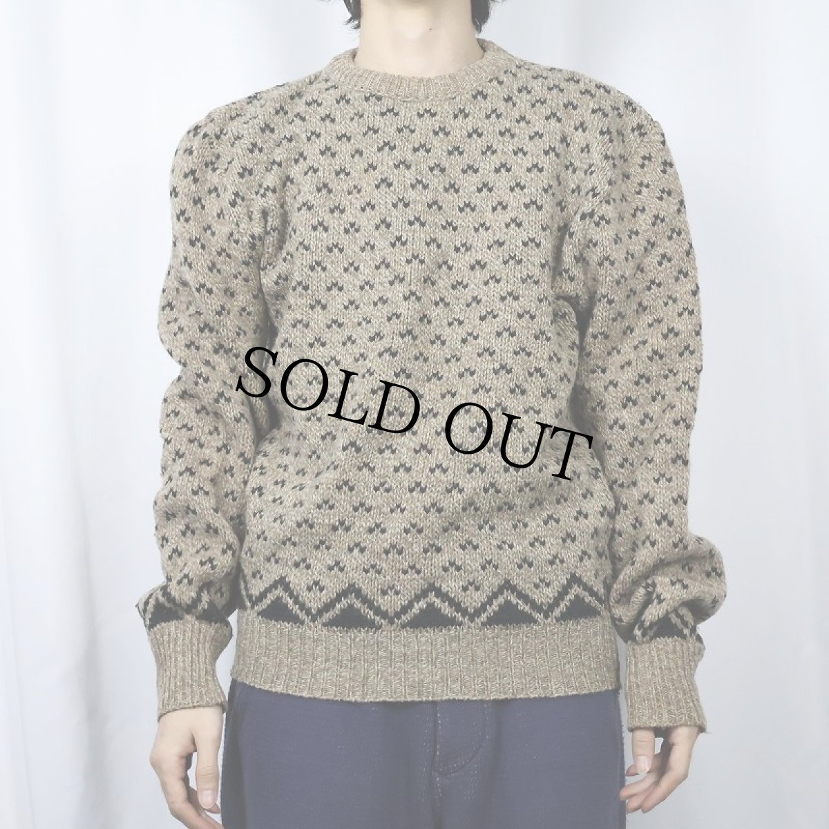 画像2: 90's ENVIRONMENTAL CLOTHING CO. USA製 バーズアイ柄 ウール×ナイロン ニットセーター M (2)