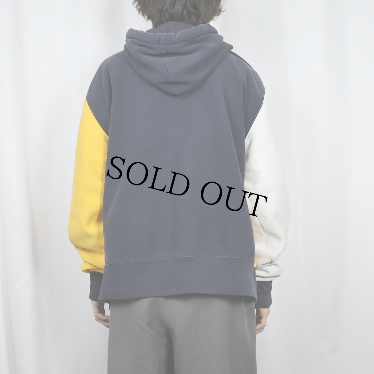 画像5: Champion ロゴ刺繍 パネル切り替え スウェットフーディー XL (5)