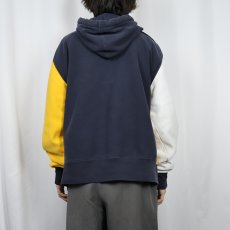 画像5: Champion ロゴ刺繍 パネル切り替え スウェットフーディー XL (5)