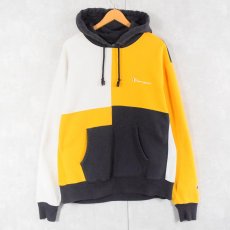 画像3: Champion ロゴ刺繍 パネル切り替え スウェットフーディー XL (3)