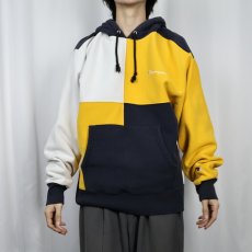 画像4: Champion ロゴ刺繍 パネル切り替え スウェットフーディー XL (4)