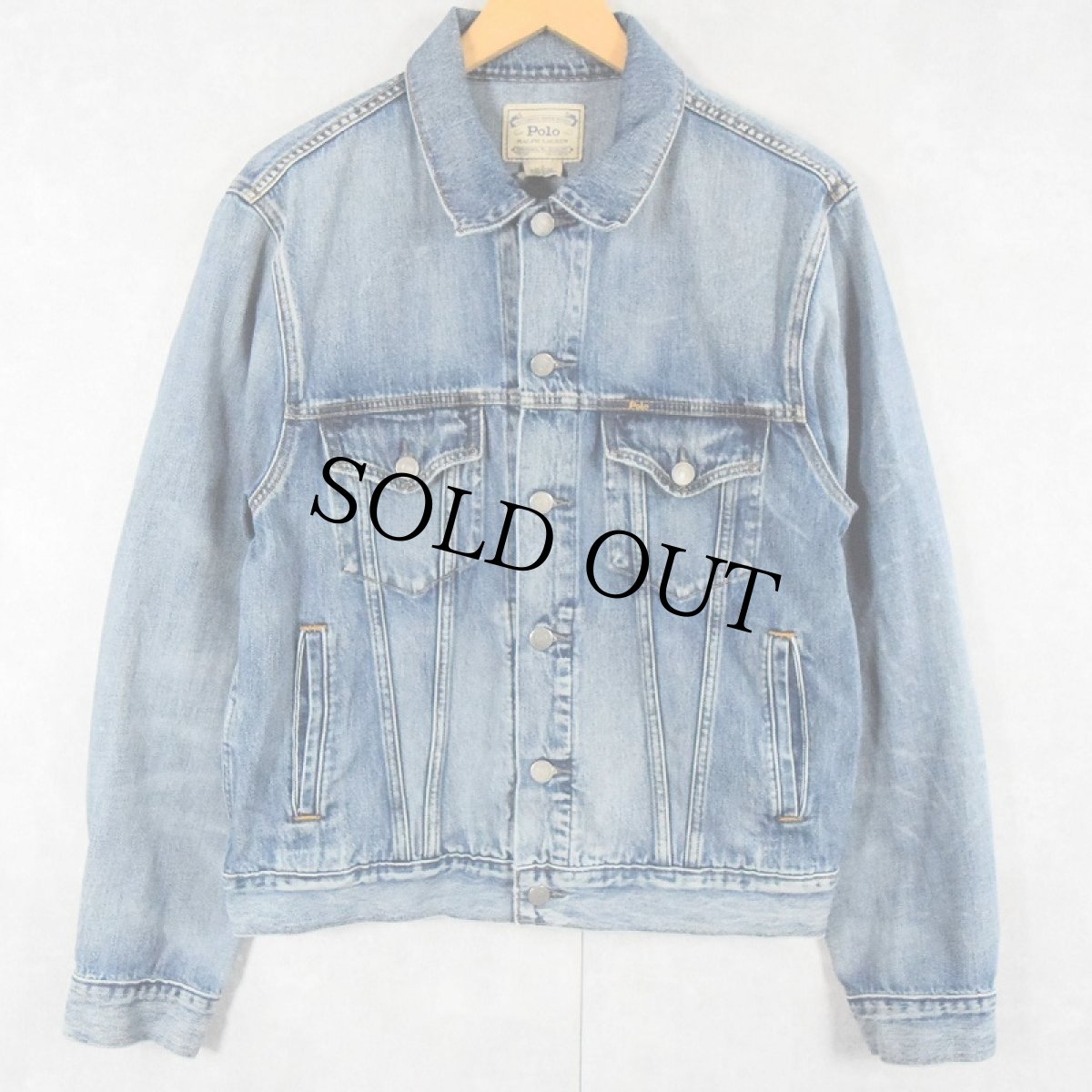 画像2: POLO Ralph Lauren 星条旗 パッチ付き デニムジャケット M (2)
