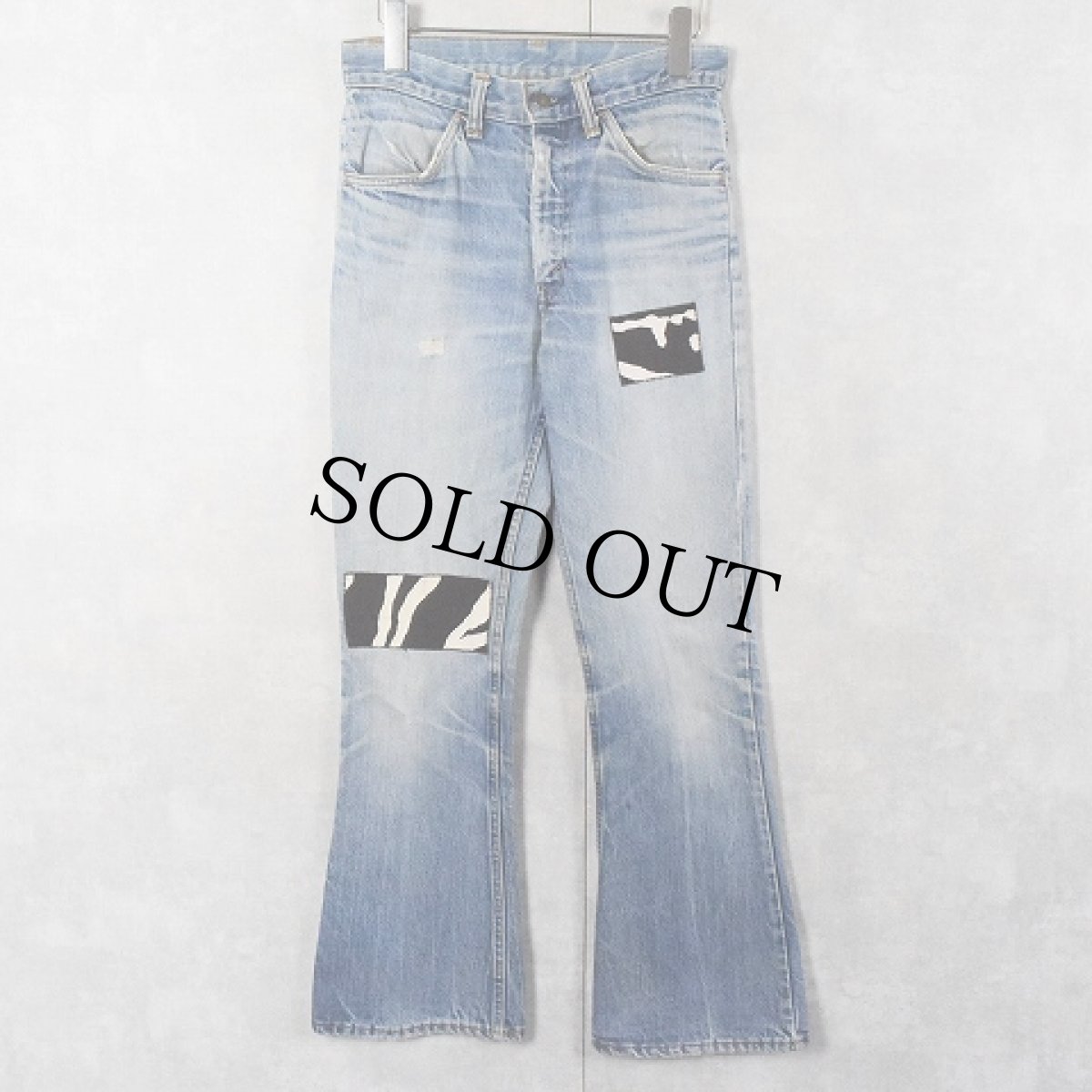 画像1: 70's Levi's 646 オレンジタブ パッチカスタム ベルボトムデニムパンツ W28 (1)