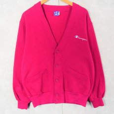画像1: 80〜90's Champion USA製 青刺繍タグ 後期 ロゴ刺繍 スウェットカーディガン L (1)