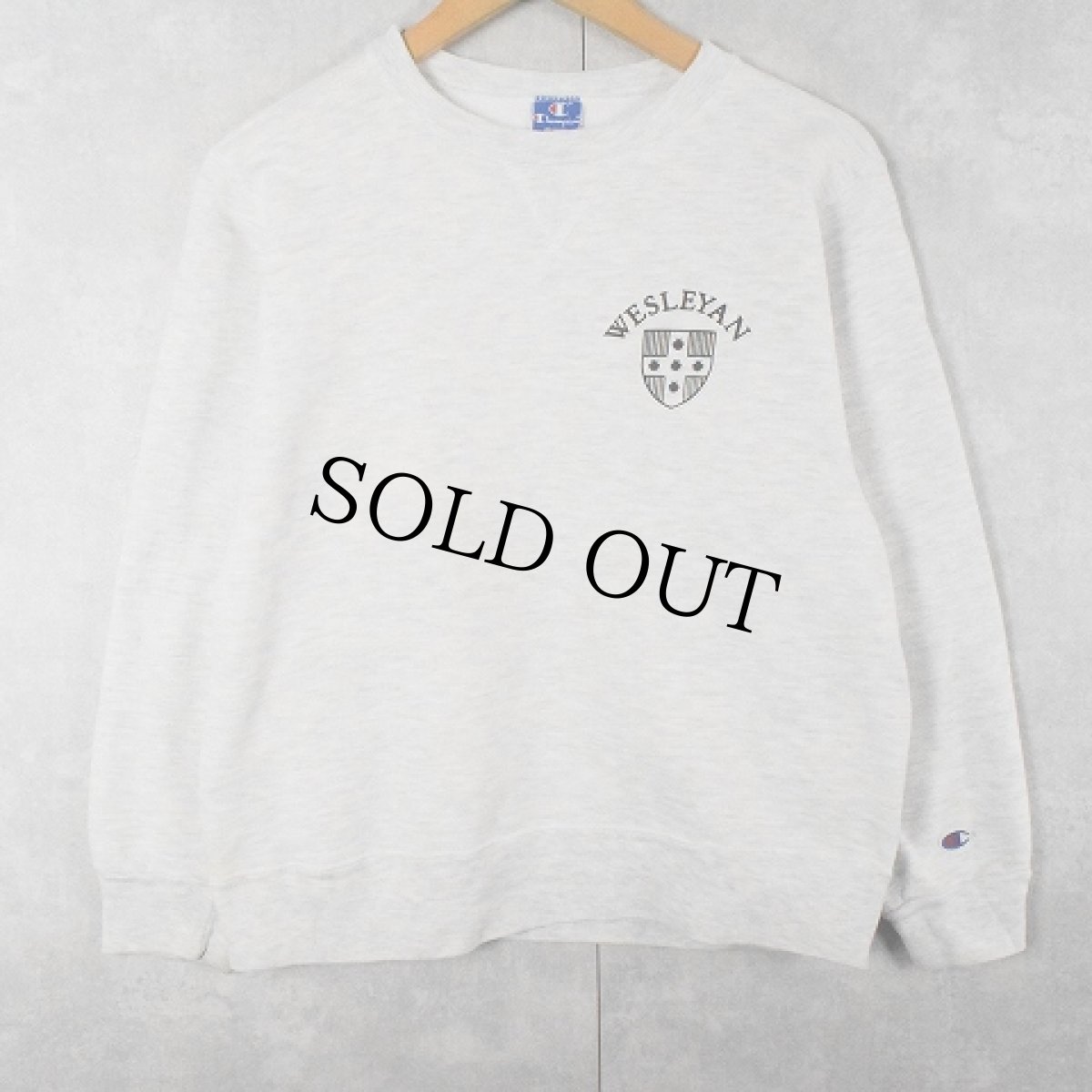 画像2: 80's Champion USA製 "WESLEYAN" 前V プリントスウェット M (2)