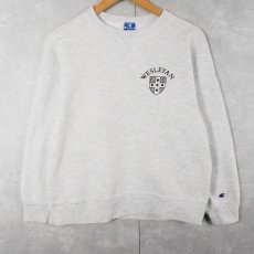 画像2: 80's Champion USA製 "WESLEYAN" 前V プリントスウェット M (2)
