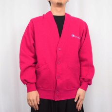 画像2: 80〜90's Champion USA製 青刺繍タグ 後期 ロゴ刺繍 スウェットカーディガン L (2)