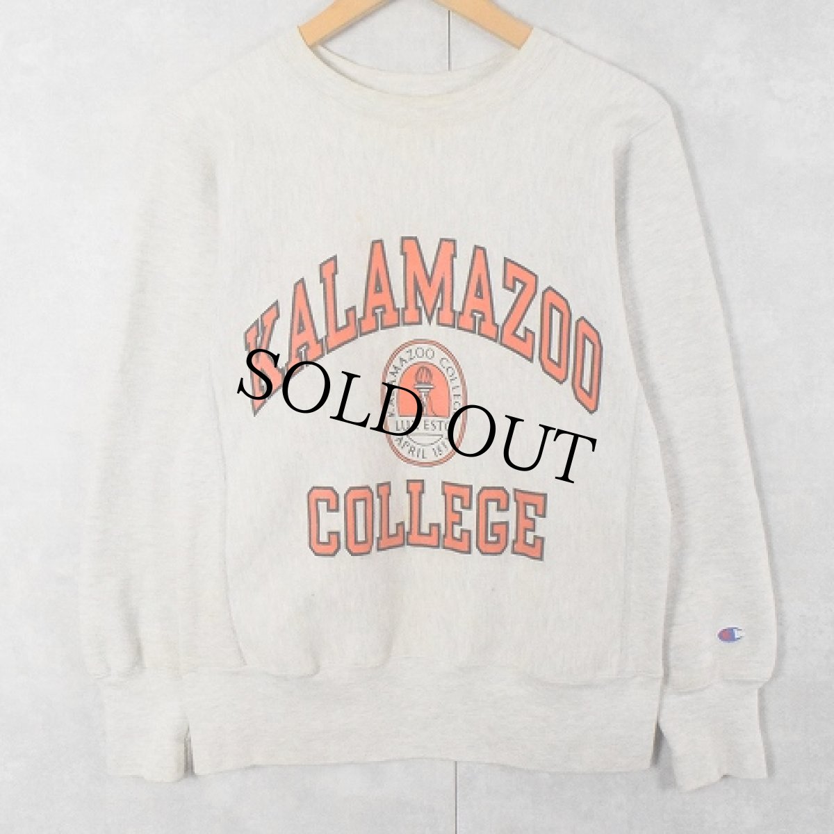 画像1: 90's Champion REVRESE WEAVE USA製 "KALAMAZOO COLLEGE" プリントスウェットS (1)