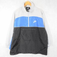 画像1: 80's NIKE 紺タグ 切り替えデザイン ハーフジップナイロンジャケット L (1)