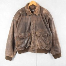 画像1: 80's〜 ADVENTURE BOUND "A-2 TYPE" レザーフライトジャケット XL (1)