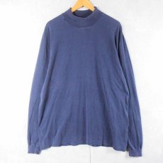 画像1: 90's duofold USA製 無地タートルネックロンT NAVY XL (1)