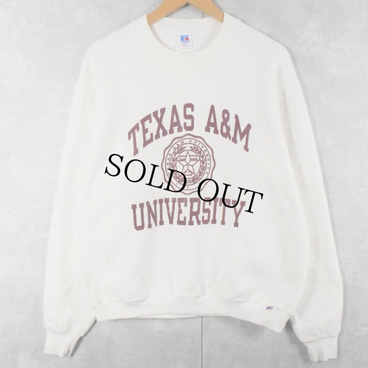 画像1: 80's RUSSELL ATHLETIC USA製 "TEXAS A&M UNIVERSITY" プリントスウェット L (1)