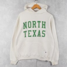 画像1: 80's RUSSELL ATHLETIC USA製 "NORTH TEXAS" プリントスウェットフーディー L (1)