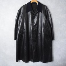 画像1: MEVI PVC 切り替えデザイン ステンカラーコート BLACK (1)
