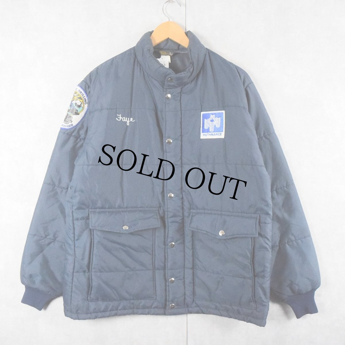 画像1: 70's Swingster USA製 パッチ付き 中綿入り レーシングジャケット NAVY L (1)