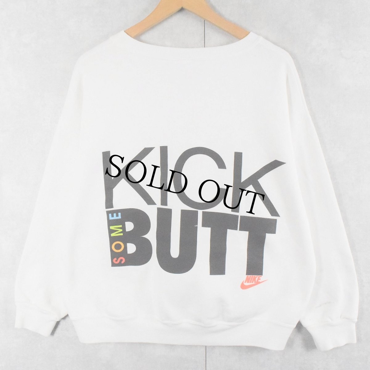 画像2: 90's NIKE 銀タグ USA製 "CAN YOU SAY KICK SOME BUTT" プリントスウェット L (2)