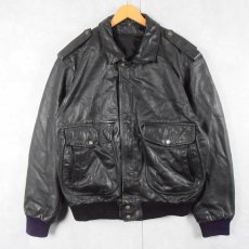 画像1: 80〜90's A-2 TYPE フライトレザージャケット BLACK (1)