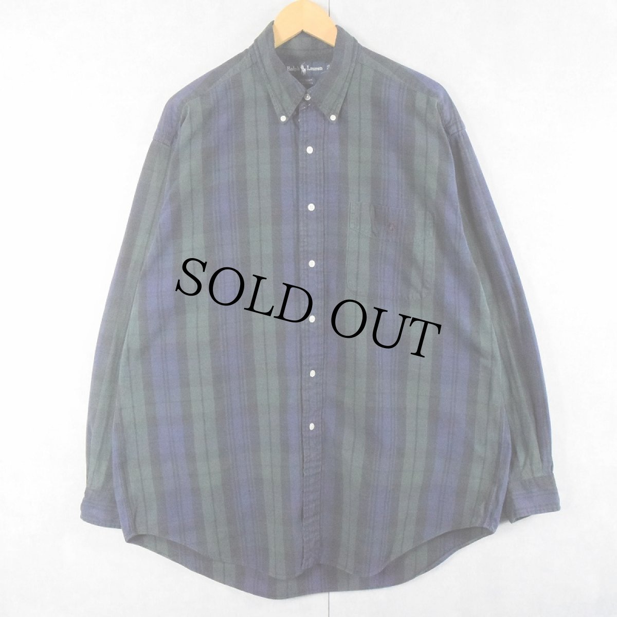 画像1: Ralph Lauren "BIG SHIRT" チェック柄 コットンボタンダウンシャツ L (1)