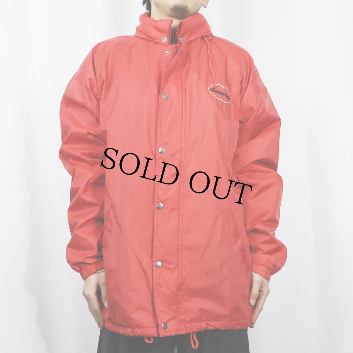 画像2: 80's Haagen-Dazs ロゴ刺繍 ナイロンジャケット XL (2)