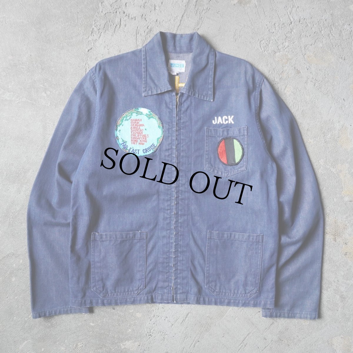 画像2: 60's~ JUNCO OHIO RIGHT-ON "BLACK POWER BLACK BROTHER" VAT-DYE デニムスーベニアジャケット (2)