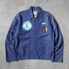 画像2: 60's~ JUNCO OHIO RIGHT-ON "BLACK POWER BLACK BROTHER" VAT-DYE デニムスーベニアジャケット (2)