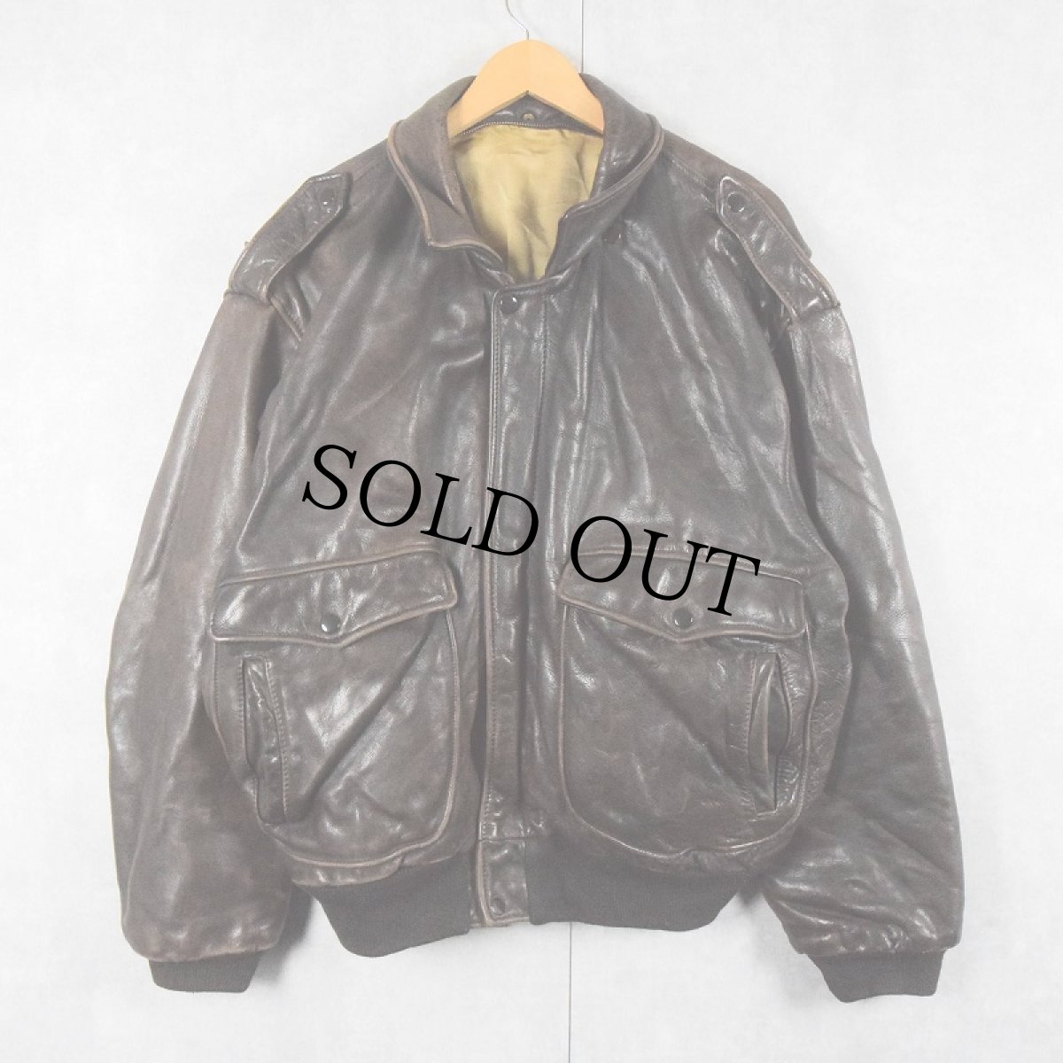 画像1: 80〜90's A-2 TYPE フライトレザージャケット BROWN XXL (1)