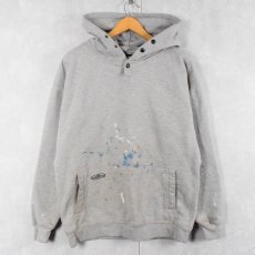 画像1: Arborwear ロゴ刺繍 ペンキペイント スウェットフーディー M (1)