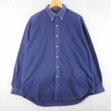 画像1: Ralph Lauren "BLAIRE" ライトネル ボタンダウンシャツ L (1)