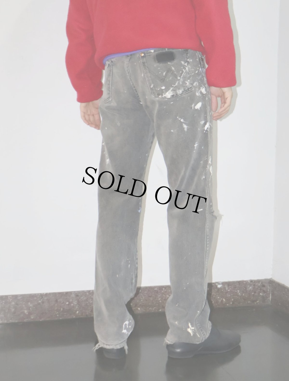 画像3: 90's Wrangler ペンキペイント ブラックデニムパンツ W31 (3)