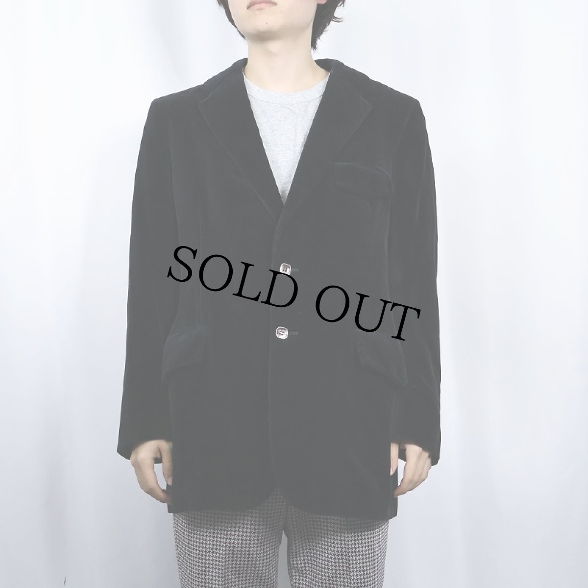 画像2: 70's〜 BROWN'S ベルベット テーラードジャケット BLACK (2)