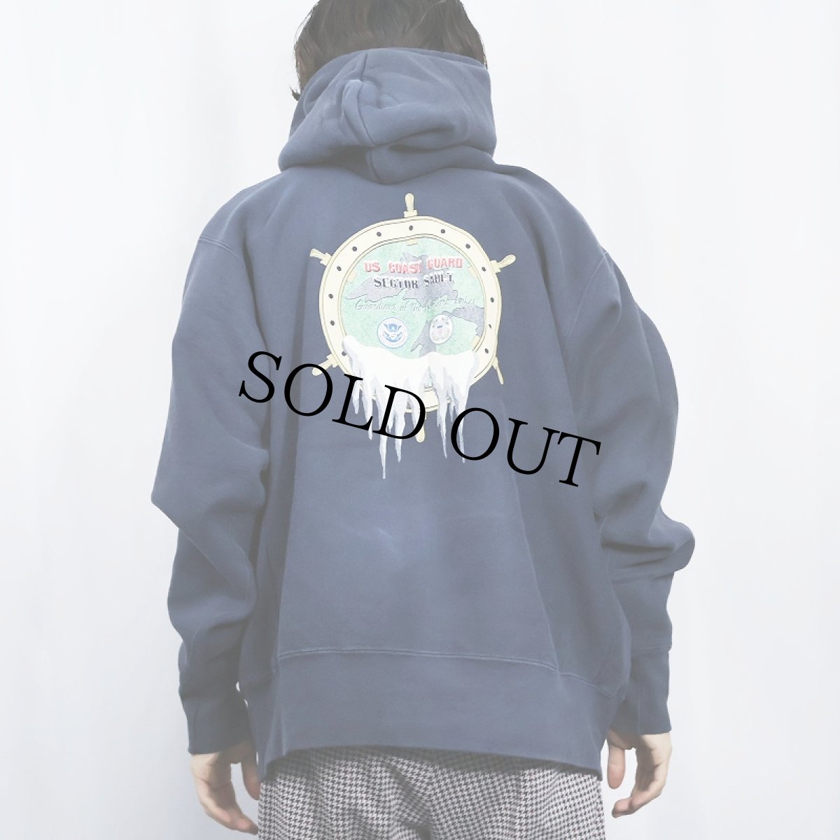 画像4: 90's COAST GUARD USA製 REVERSE WEAVE TYPE プリントスウェットフーディー NAVY XL (4)